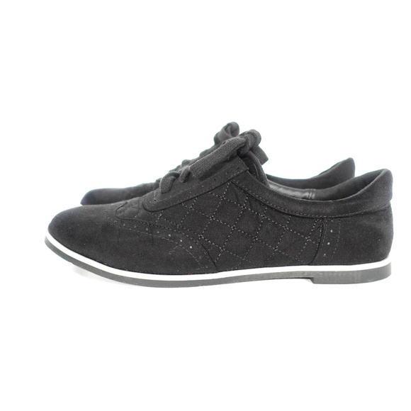 Forever 21 Black Quilted Suede Oxford Flats | Chic & Timeless - Picture 5 of 8